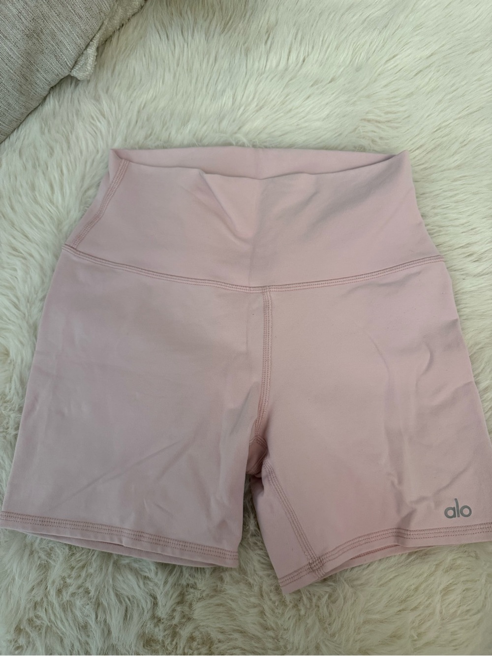 ALO Yoga High-Rise Ballet Pink Bike Shorts 5 inch Airbrush